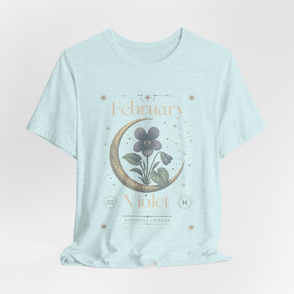February Birth Flower Tee | Violet Botanical Design | Birthday Gift