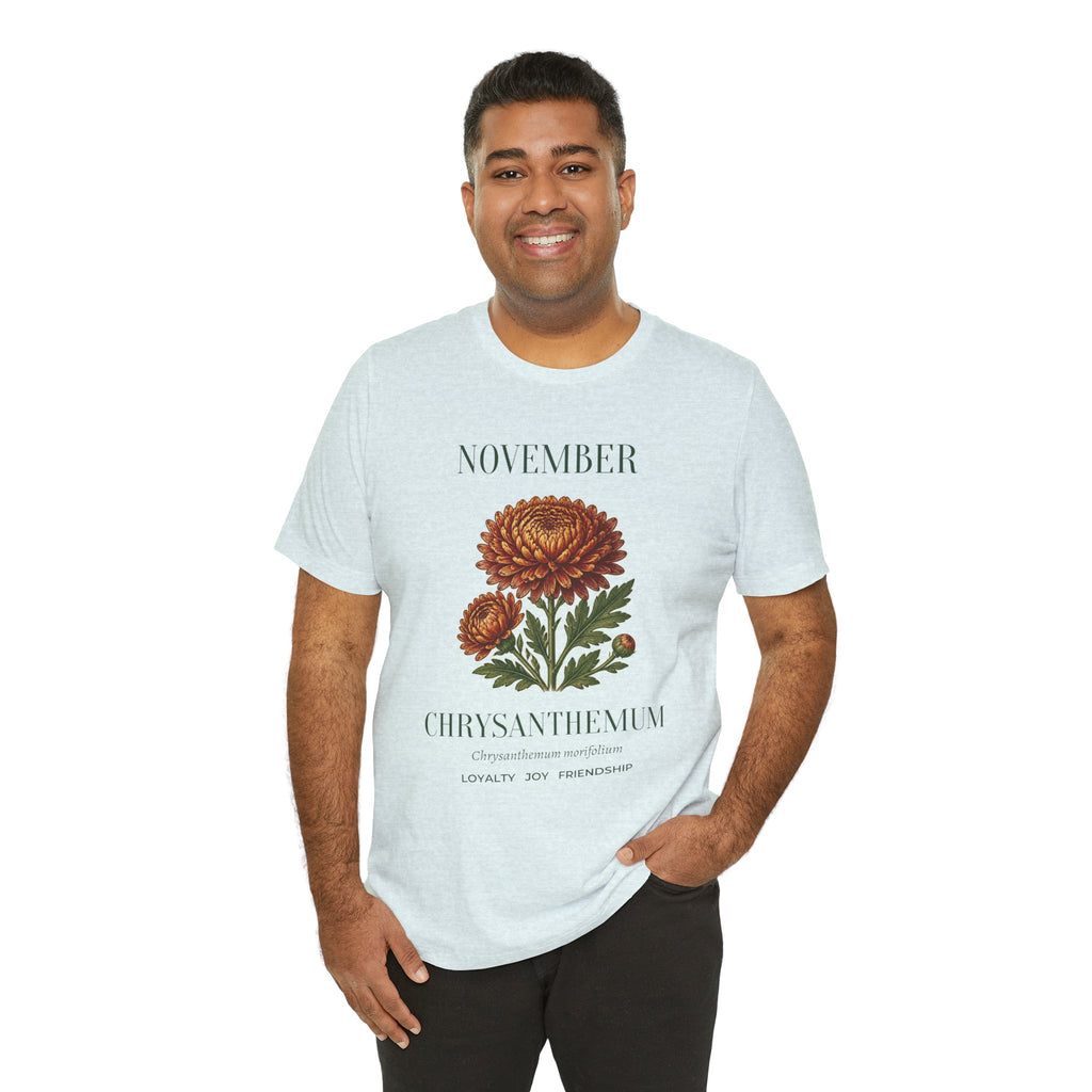 November Birth Flower Tee | Chrysanthemum Celestial Design | Birthday Gift