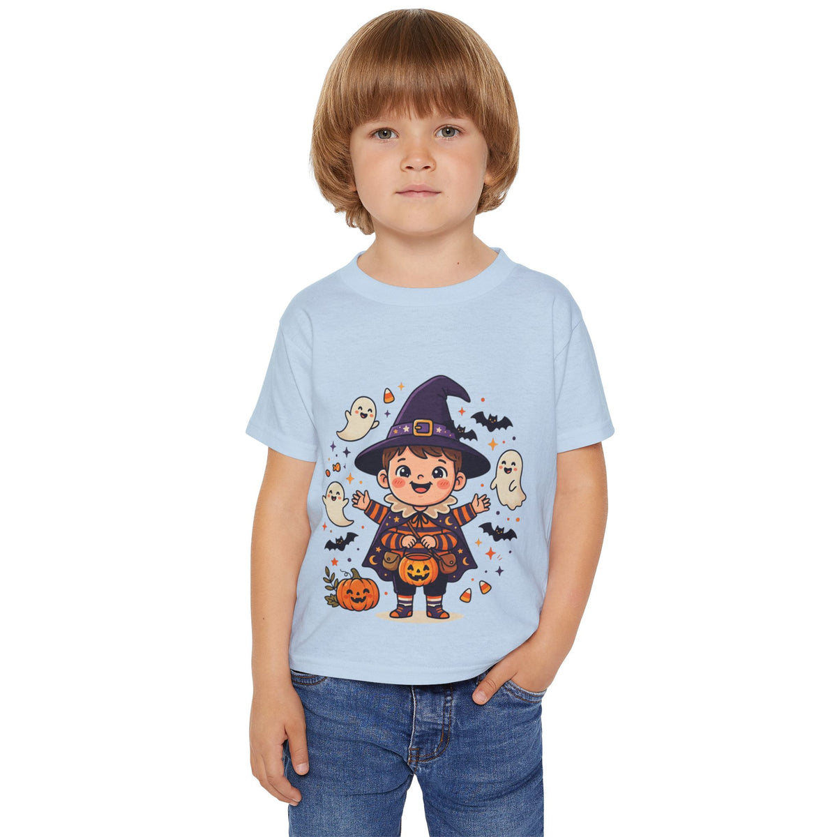 Halloween - Toddler T-Shirt — Cute Little Witch Halloween Tee with Ghosts & Pumpkins
