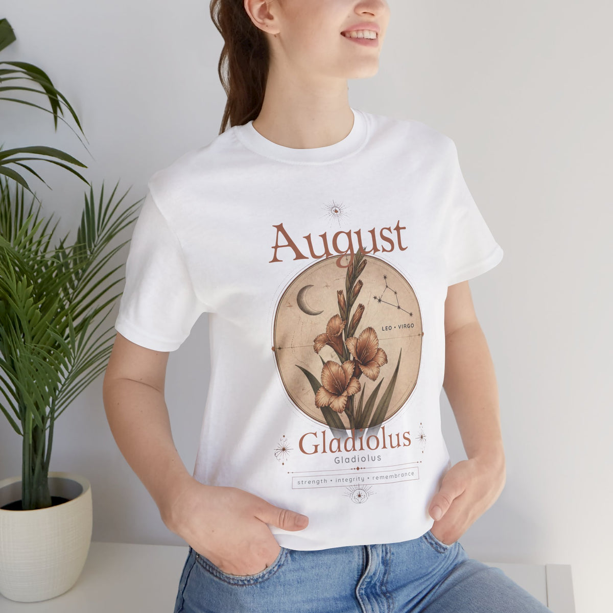 August Birth Flower Gladiolus Floral Tee