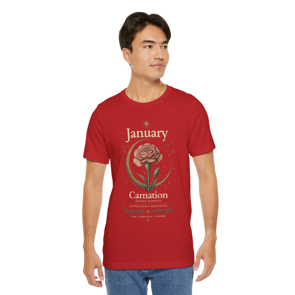 January Birth Flower - Carnation T-Shirt — Birth Month Flower Tee