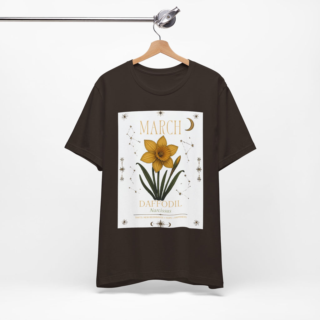 March Zodiac/Celestial aesthetics with birth flower — Birth Month Flower Tee