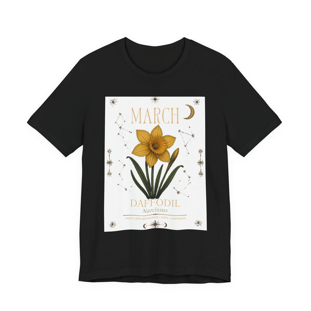 March Zodiac/Celestial aesthetics with birth flower — Birth Month Flower Tee