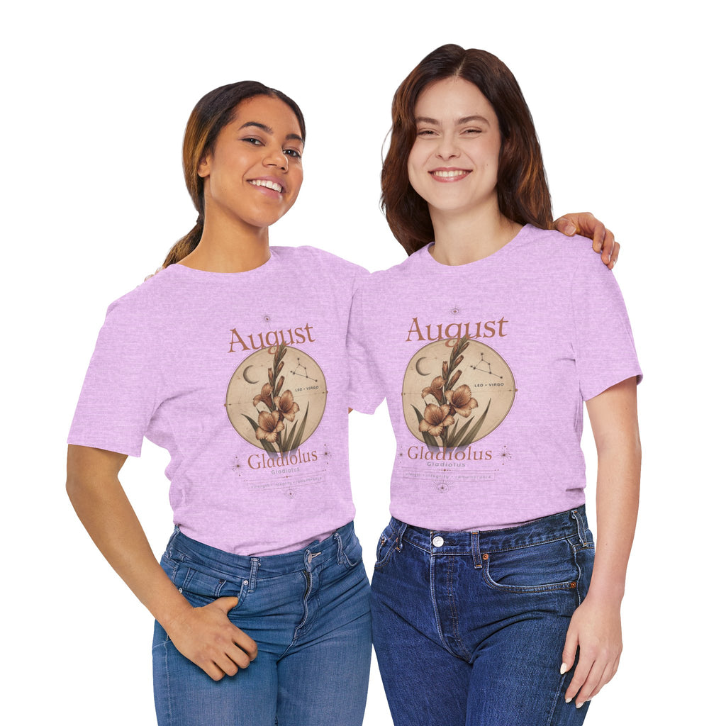August Birth Flower Gladiolus Floral Tee