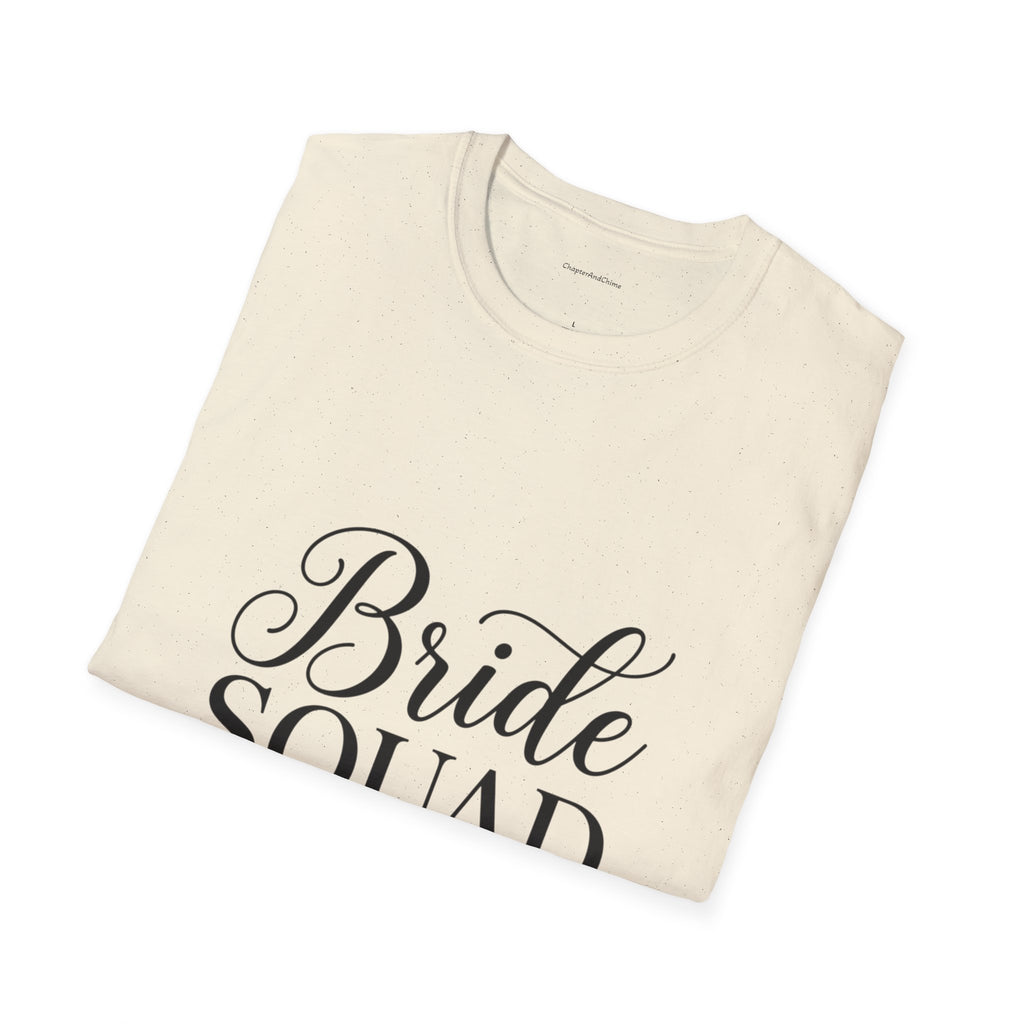 Bride Squad T-Shirt — Bachelorette Party Bridesmaid Tee with Champagne Icons