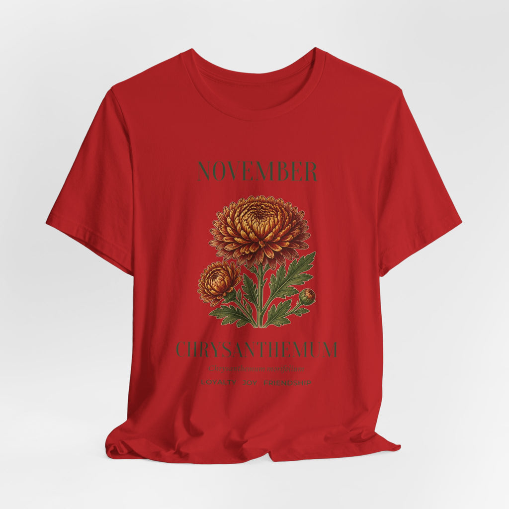 November Birth Flower Tee | Chrysanthemum Celestial Design | Birthday Gift
