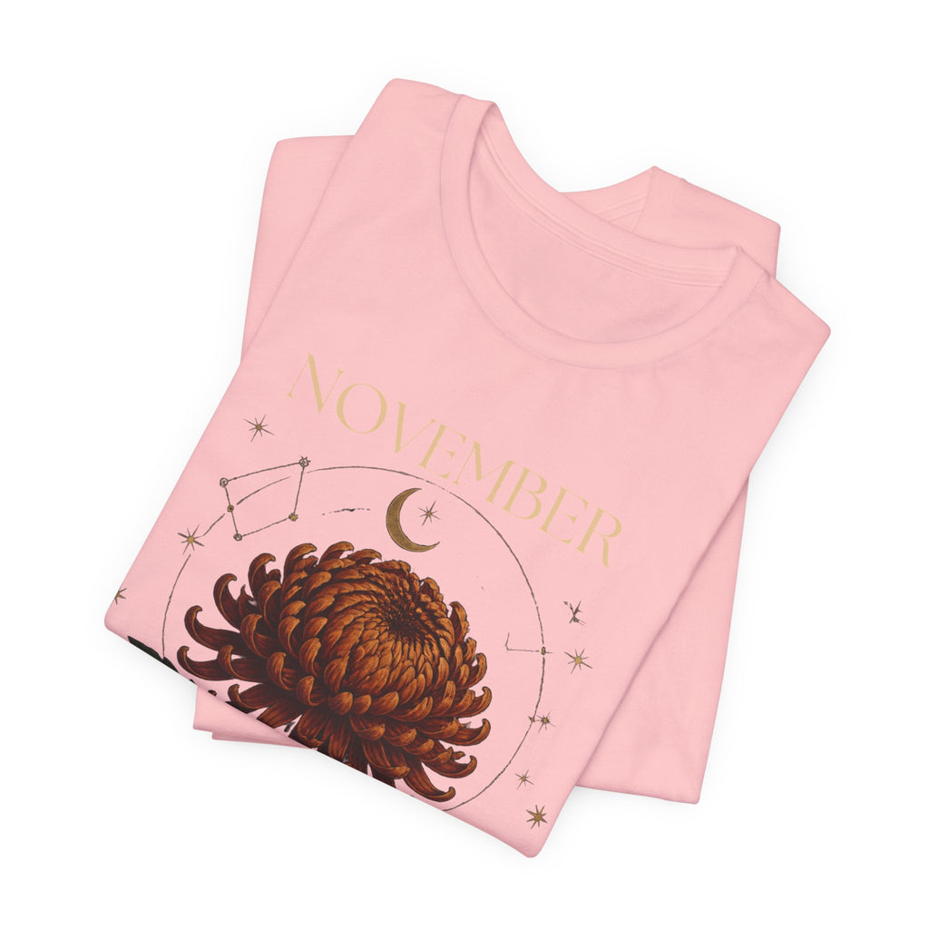 November Birth Flower Chrysanthemum Tee — Floral Birth Month T-Shirt