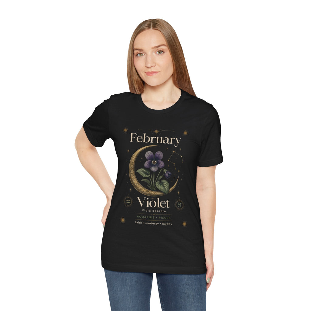 February Birth Flower Tee | Violet Botanical Design | Birthday Gift