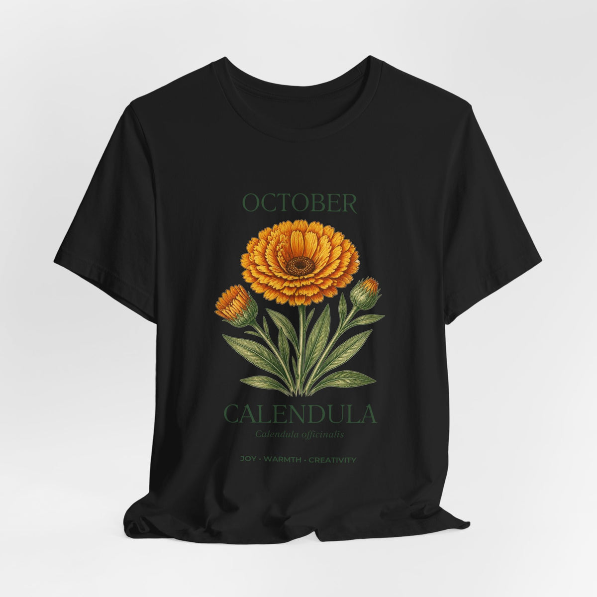 October Birth Flower Tee | Marigold & Cosmos Celestial Design | Birthday Gift