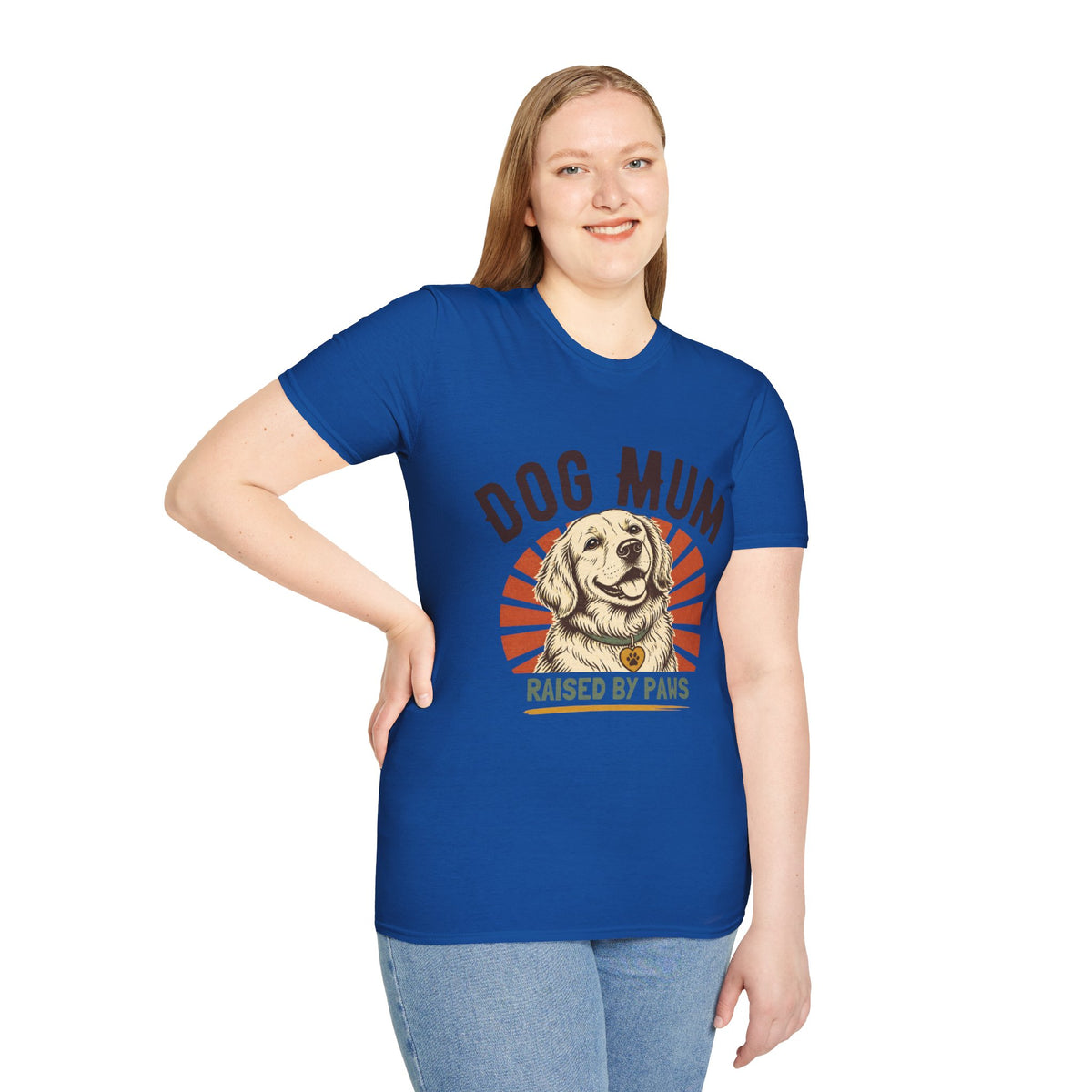 Dog Mum Raised By Paws T-Shirt | Golden Retriever Retro