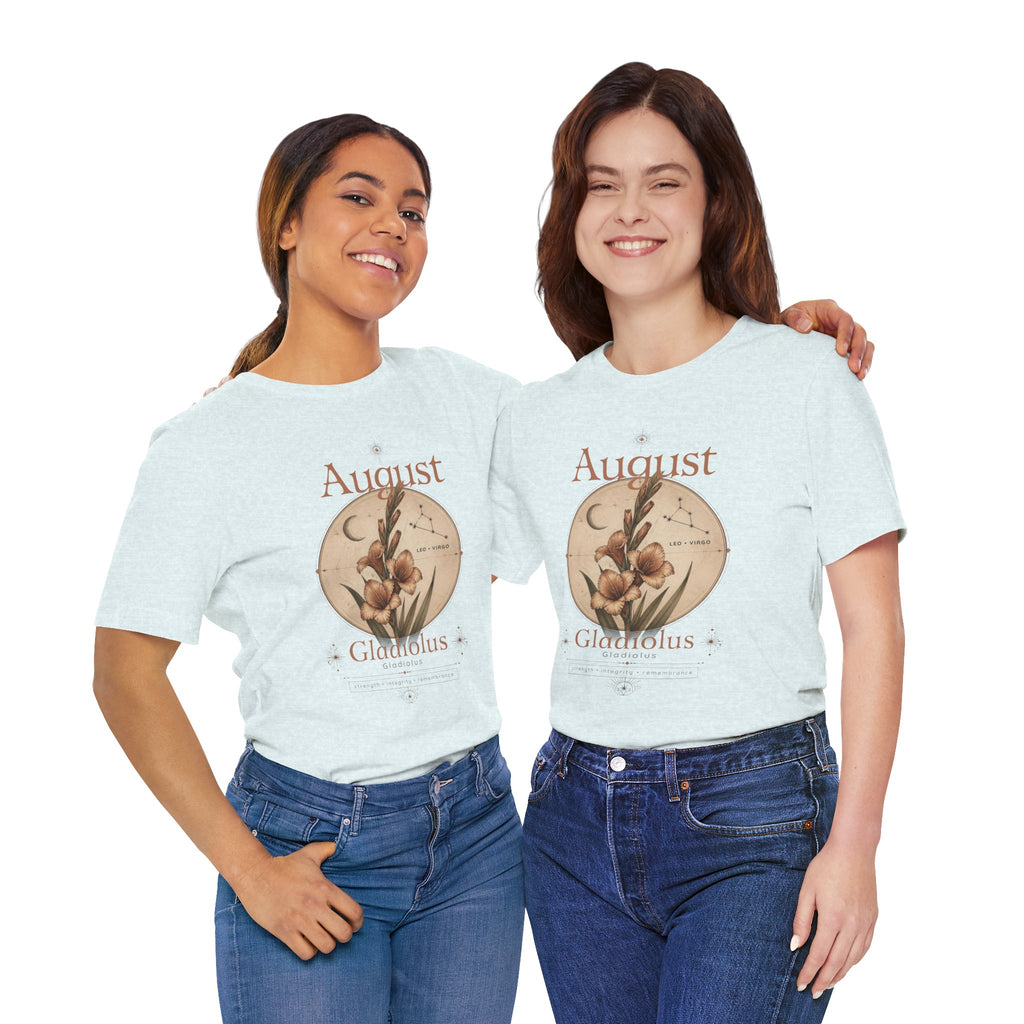 August Birth Flower Gladiolus Floral Tee