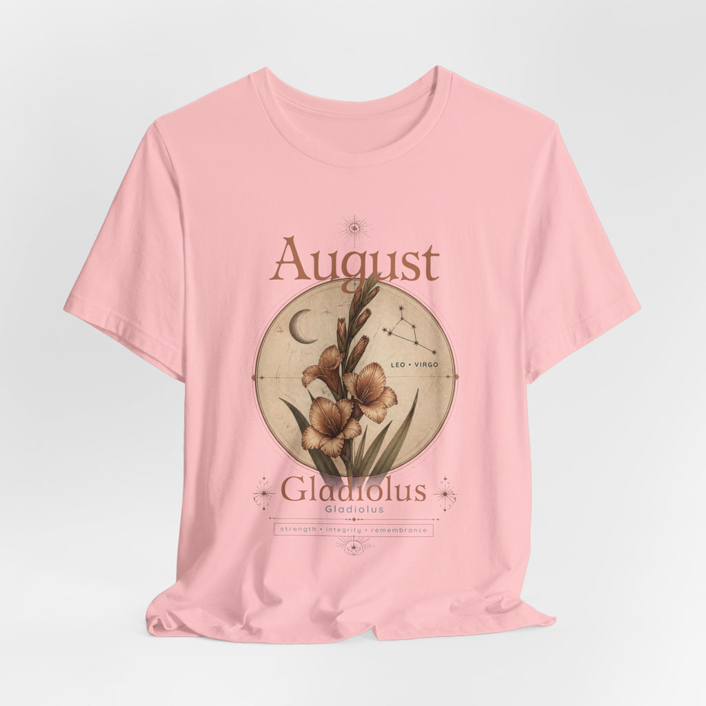August Birth Flower Gladiolus Floral Tee