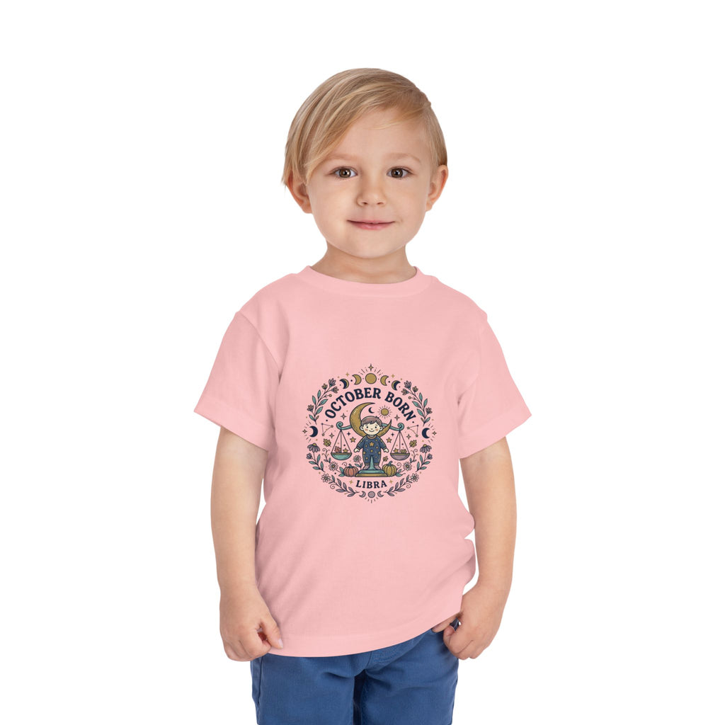 October Born Libra moon phases toddler tee | Zodiac Libra design