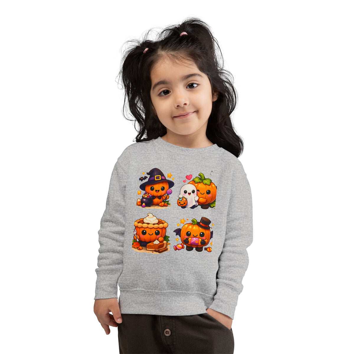 Cute Halloween Pumpkin Characters Toddler Sweatshirt | Kids Pullover