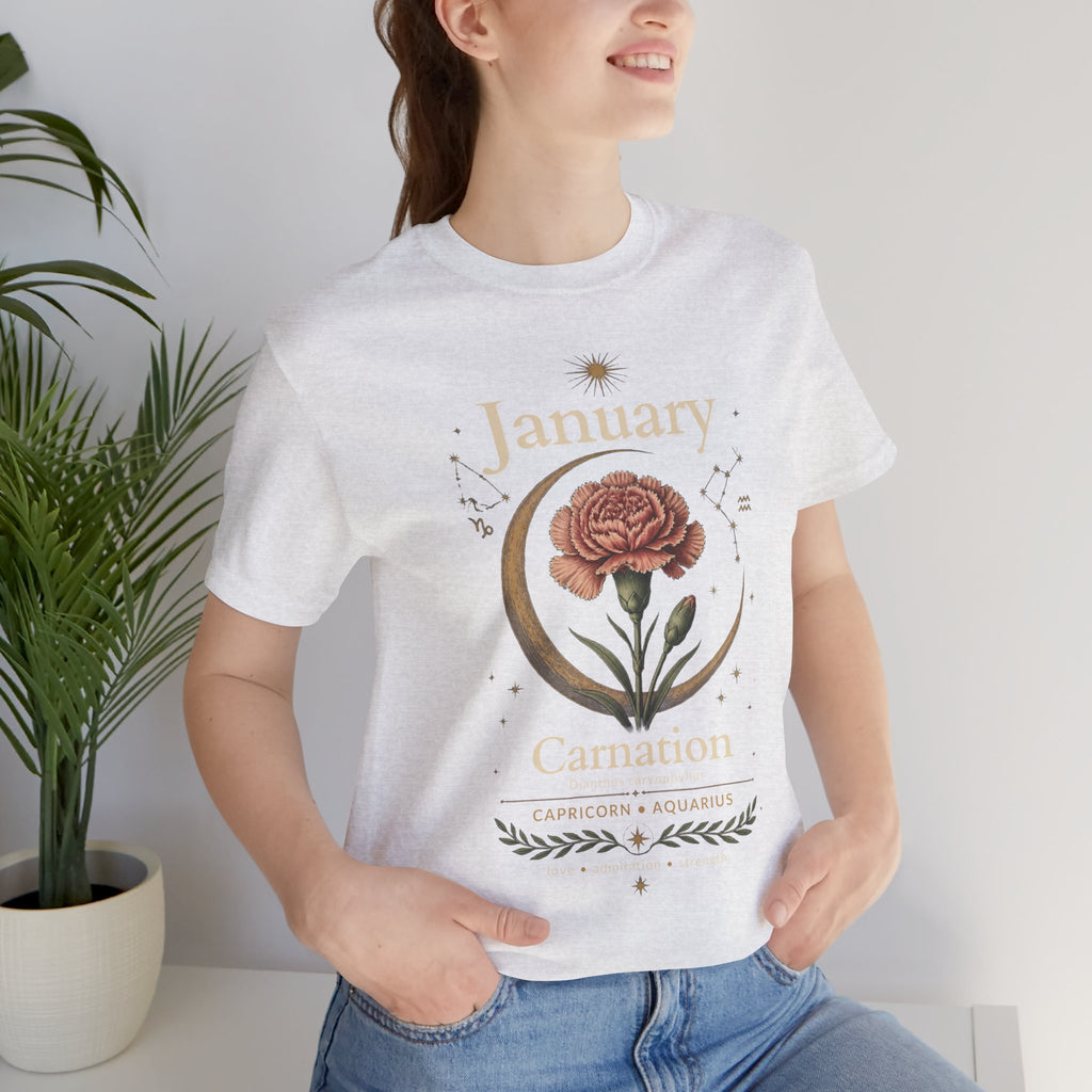 January Birth Flower - Carnation T-Shirt — Birth Month Flower Tee