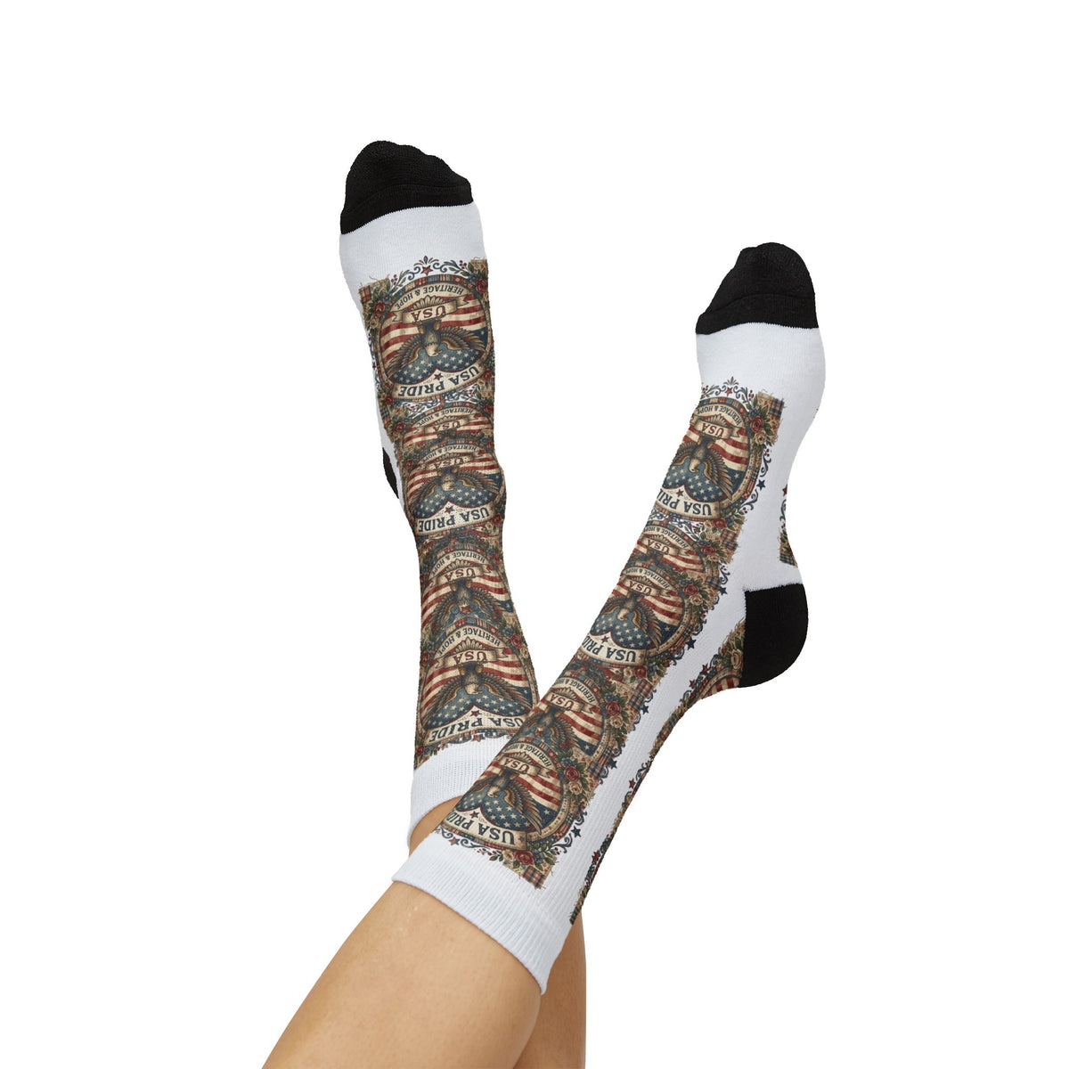 USA Pride Eagle Emblem Socks | American Flag Sublimation Socks