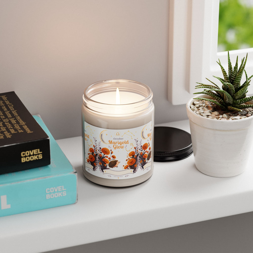 October Marigold Glow Birth Scented Soy Candle — 9oz Autumn Floral Candle (October)