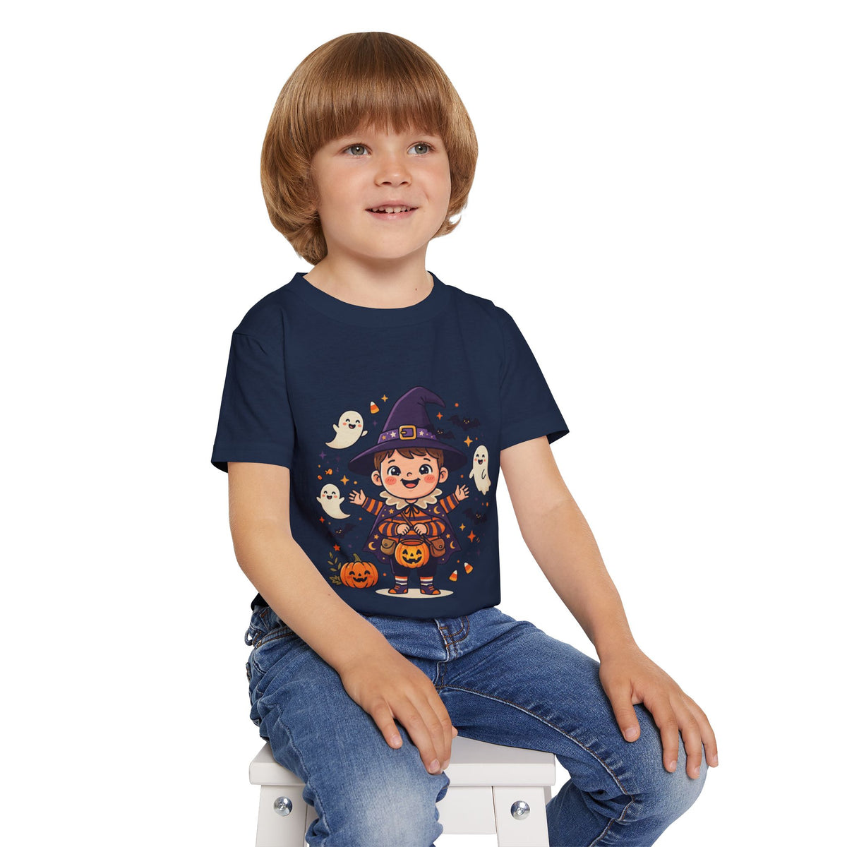 Halloween - Toddler T-Shirt — Cute Little Witch Halloween Tee with Ghosts & Pumpkins