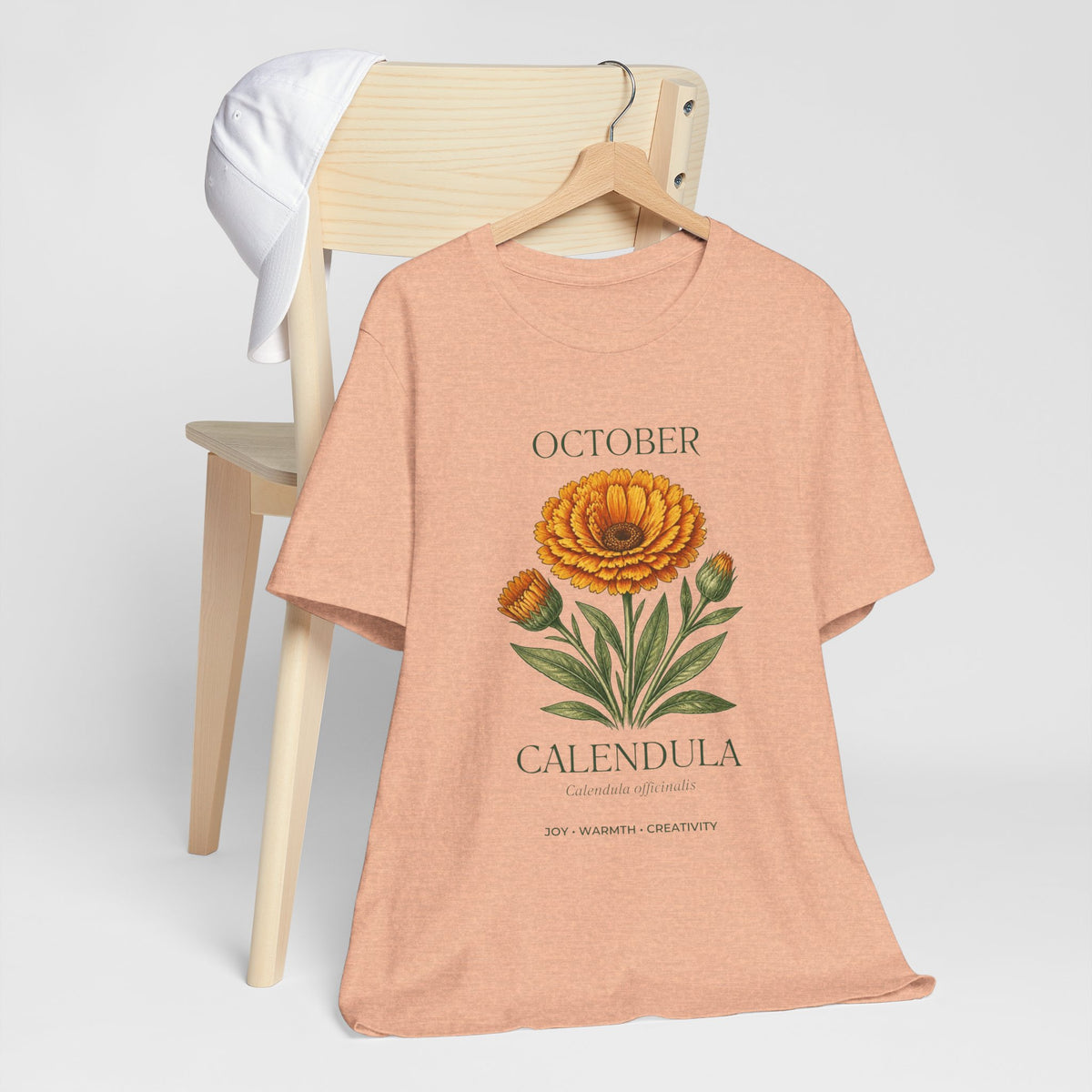 October Birth Flower Tee | Marigold & Cosmos Celestial Design | Birthday Gift