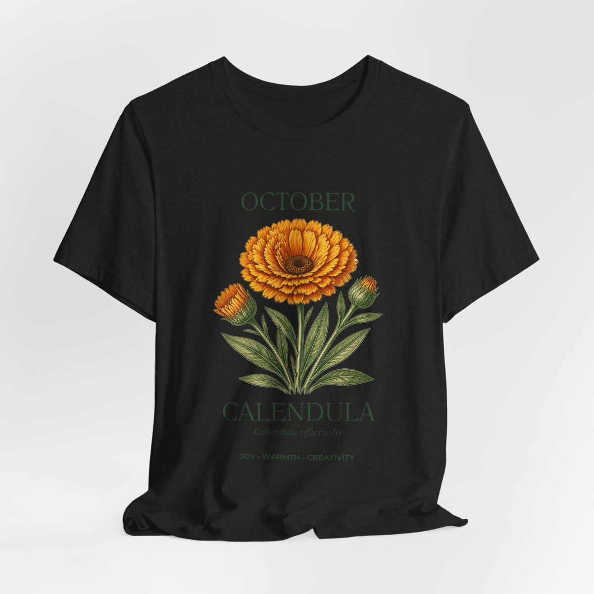 October Birth Flower Tee | Marigold & Cosmos Celestial Design | Birthday Gift