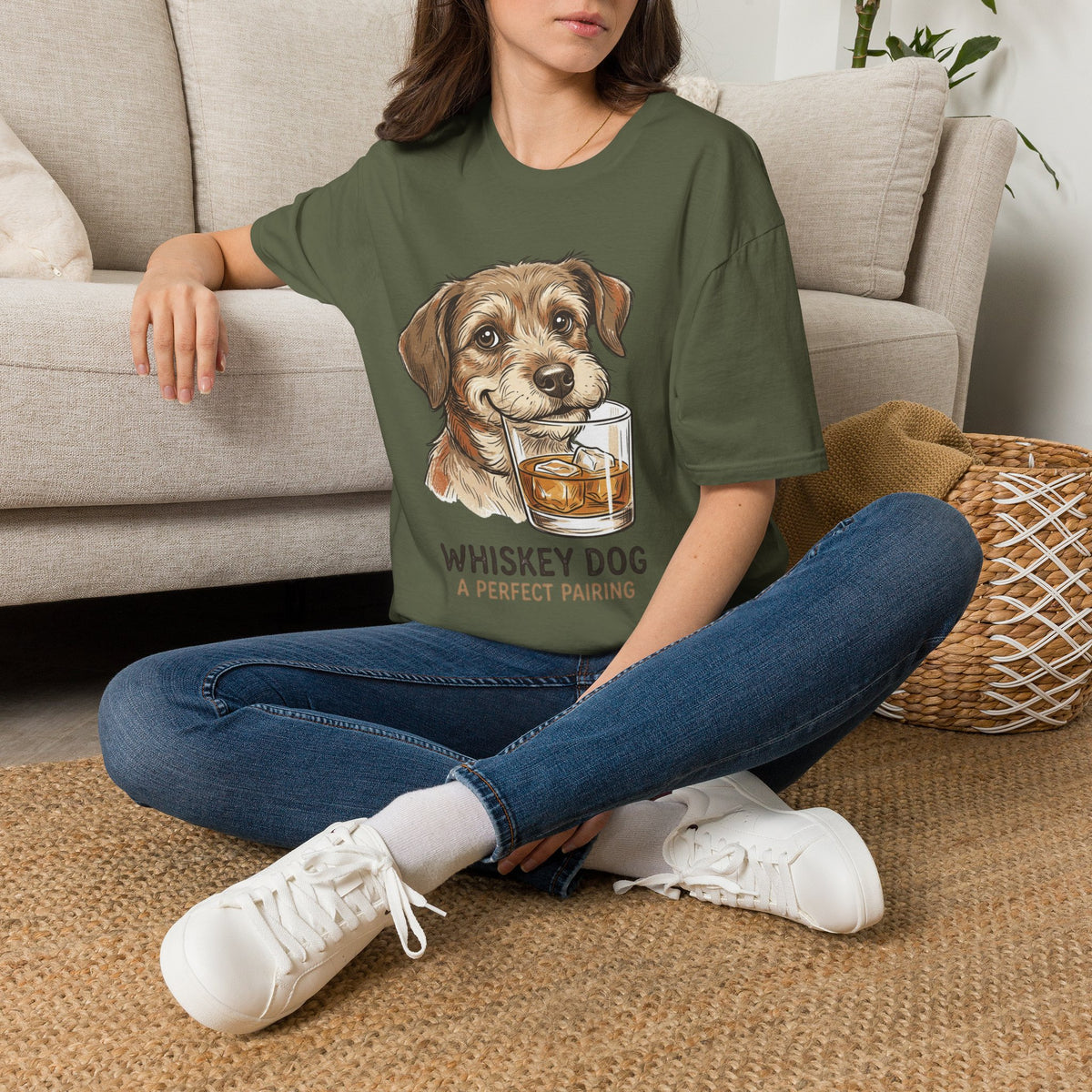 Whiskey Dog A Perfect Pairing T-Shirt | Dog & Whiskey Illustration