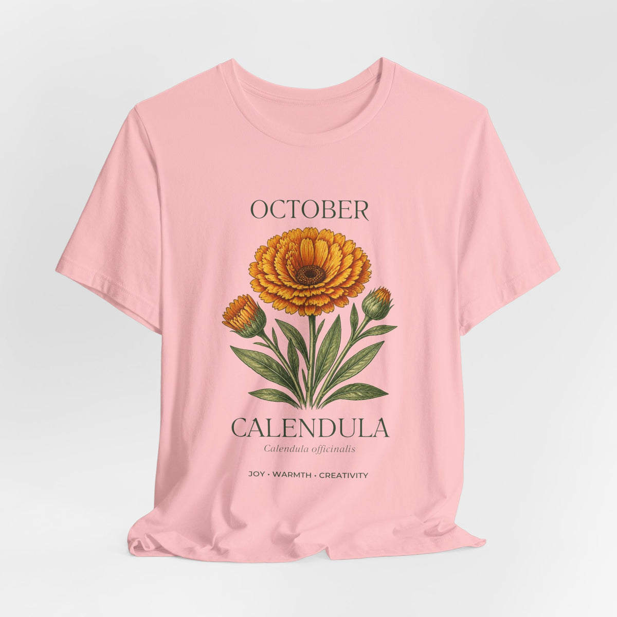 October Birth Flower Tee | Marigold & Cosmos Celestial Design | Birthday Gift