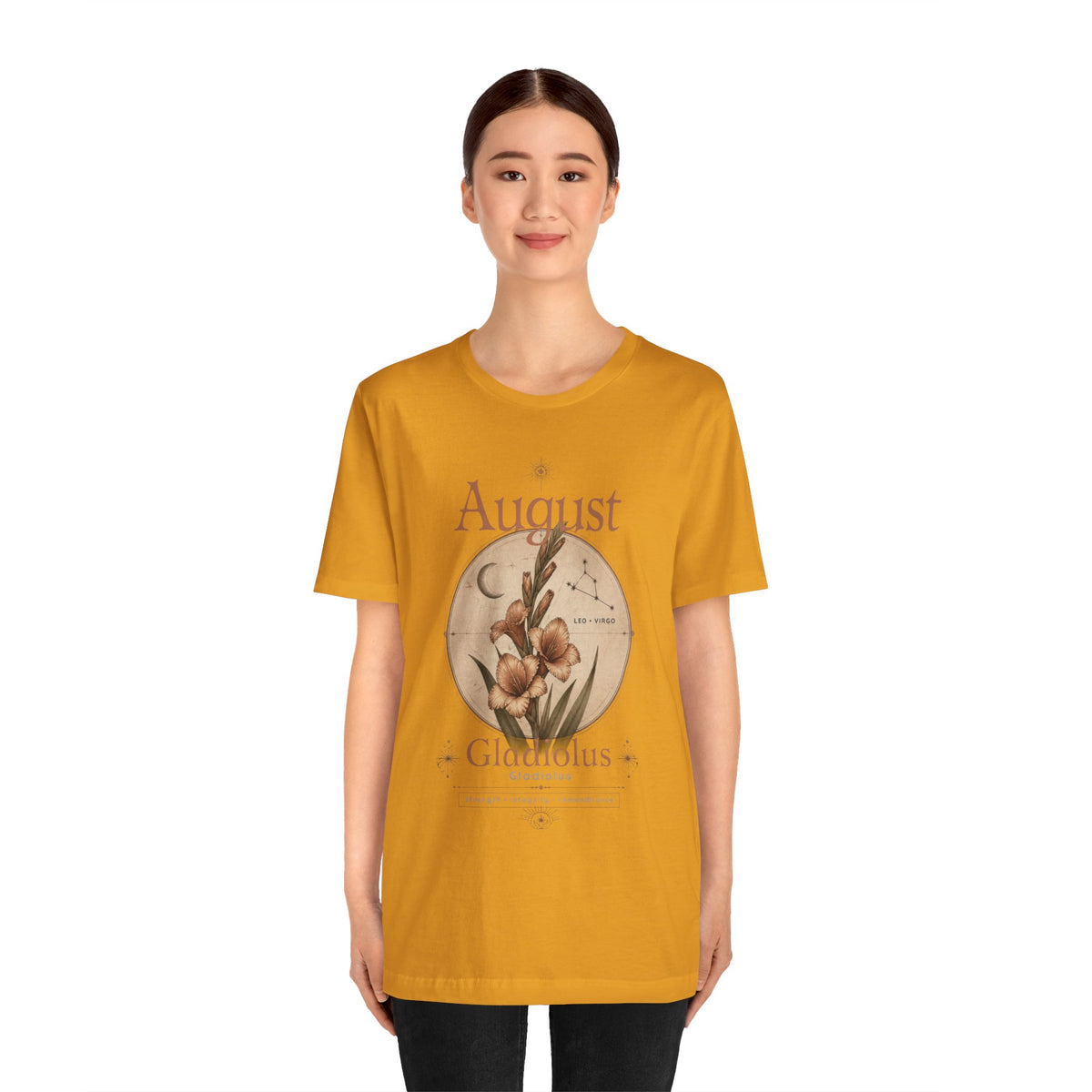 August Birth Flower Gladiolus Floral Tee