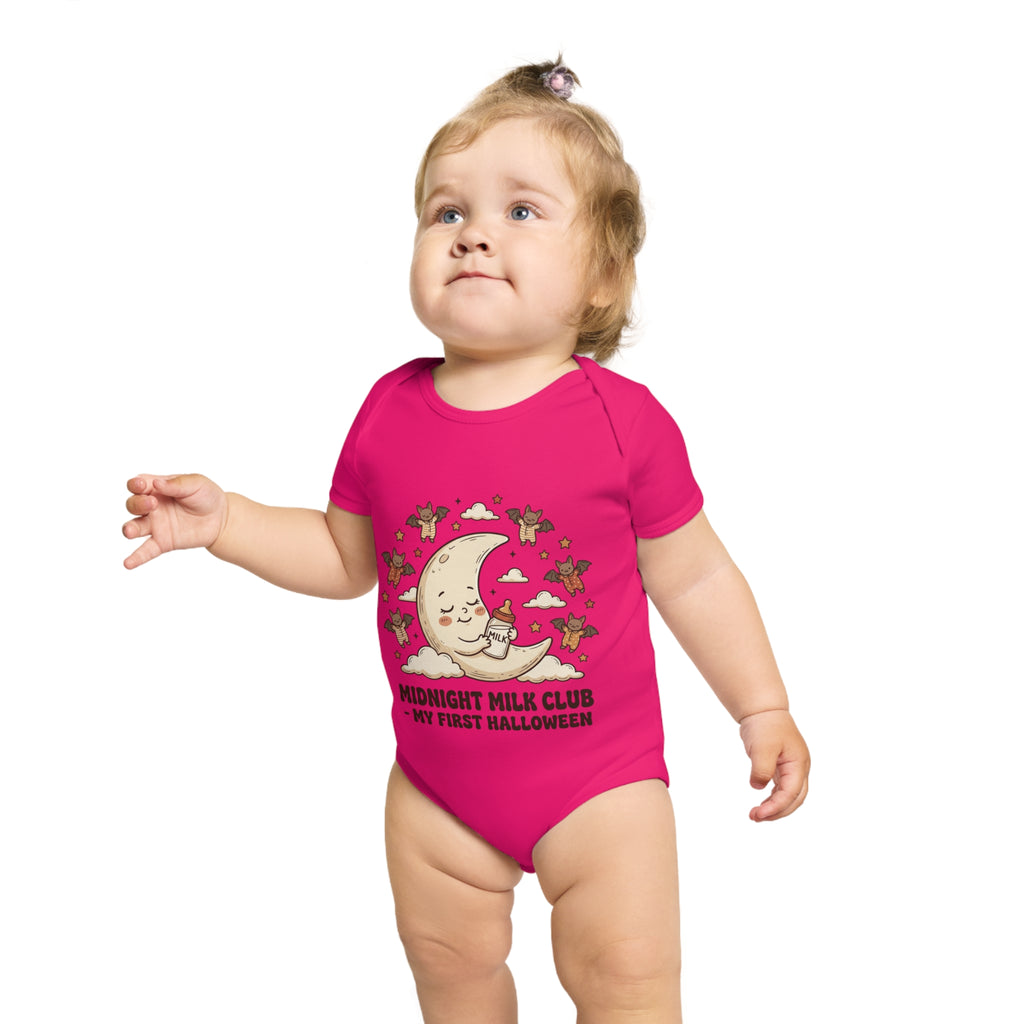 Halloween Baby Bodysuit — "Midnight Milk Club: My First Halloween" Cute Moon & Cupcake Infant One-Piece