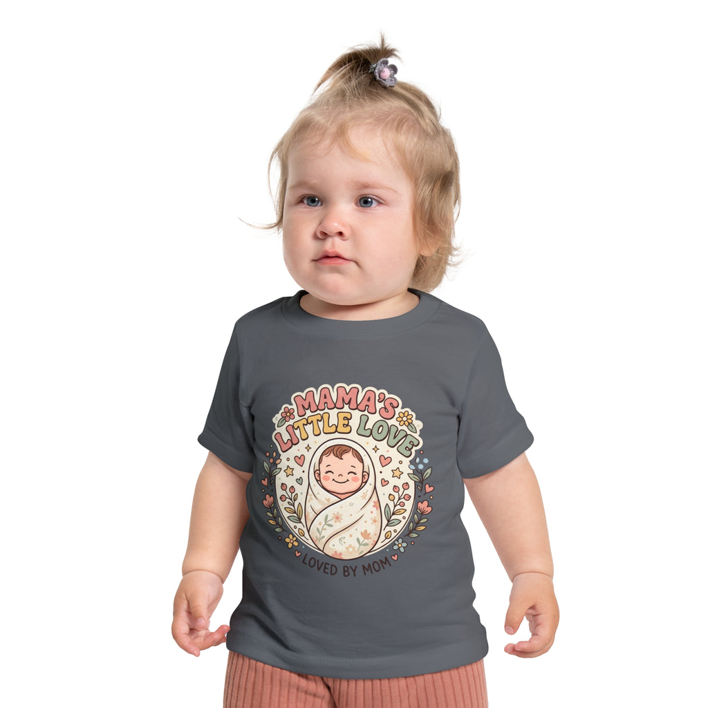 Mama's Little Love baby short sleeve t-shirt | Loved by Mom, floral swaddle design