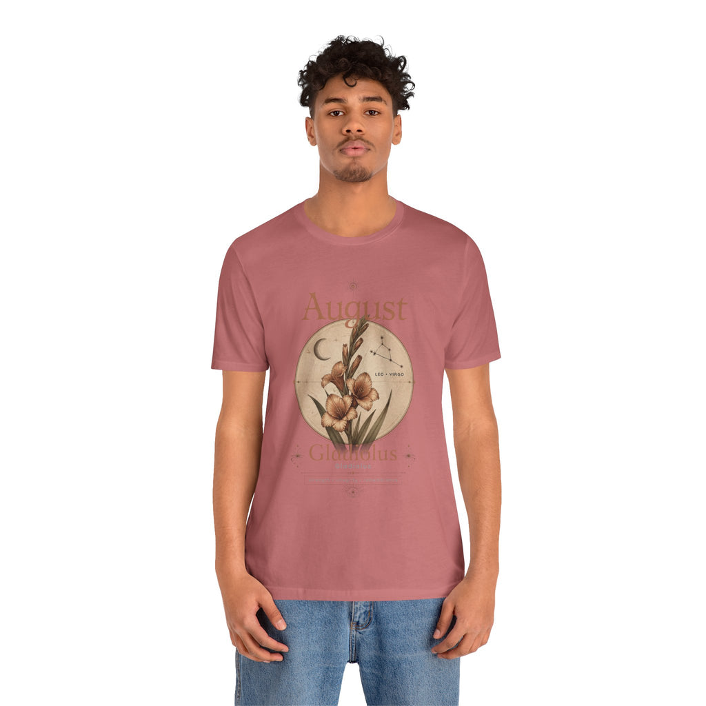 August Birth Flower Gladiolus Floral Tee