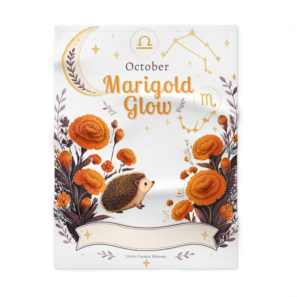 October Marigold Glow Baby Blanket — Zodiac Hedgehog Fleece