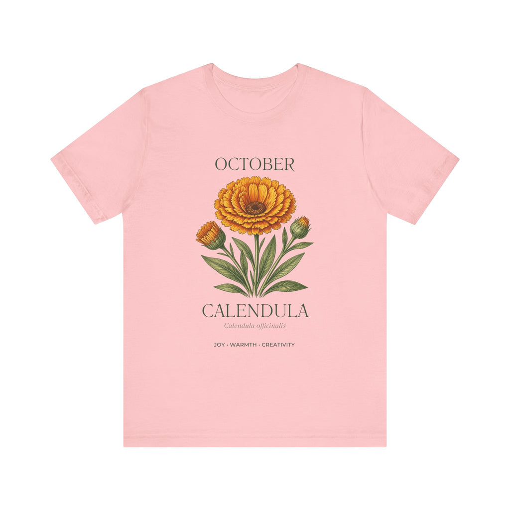 October Birth Flower Tee | Marigold & Cosmos Celestial Design | Birthday Gift