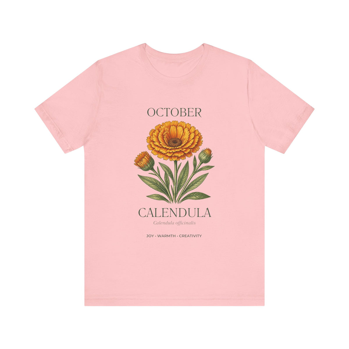 October Birth Flower Tee | Marigold & Cosmos Celestial Design | Birthday Gift