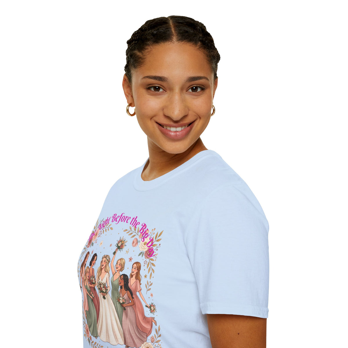 Bride and Bridesmaids Illustration T-Shirt | Floral Wedding Bridal Party Design