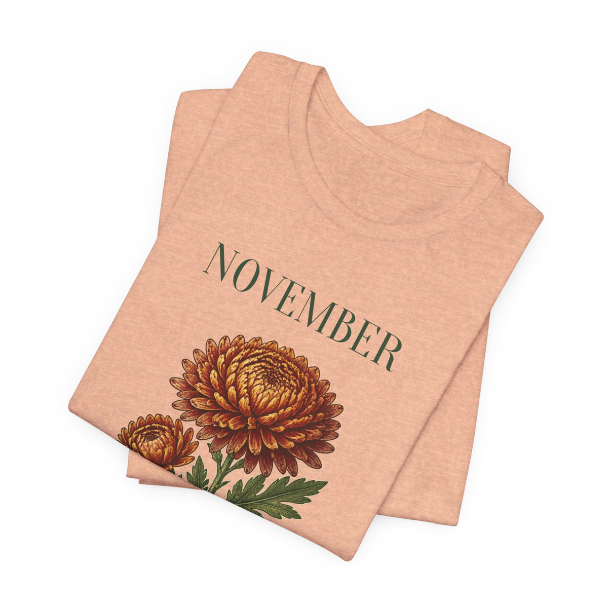 November Birth Flower Tee | Chrysanthemum Celestial Design | Birthday Gift