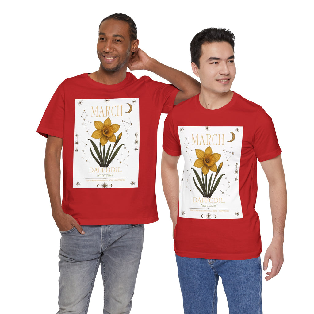 March Zodiac/Celestial aesthetics with birth flower — Birth Month Flower Tee