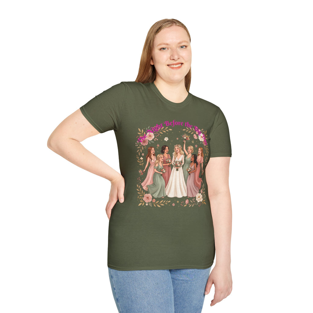Bride and Bridesmaids Illustration T-Shirt | Floral Wedding Bridal Party Design