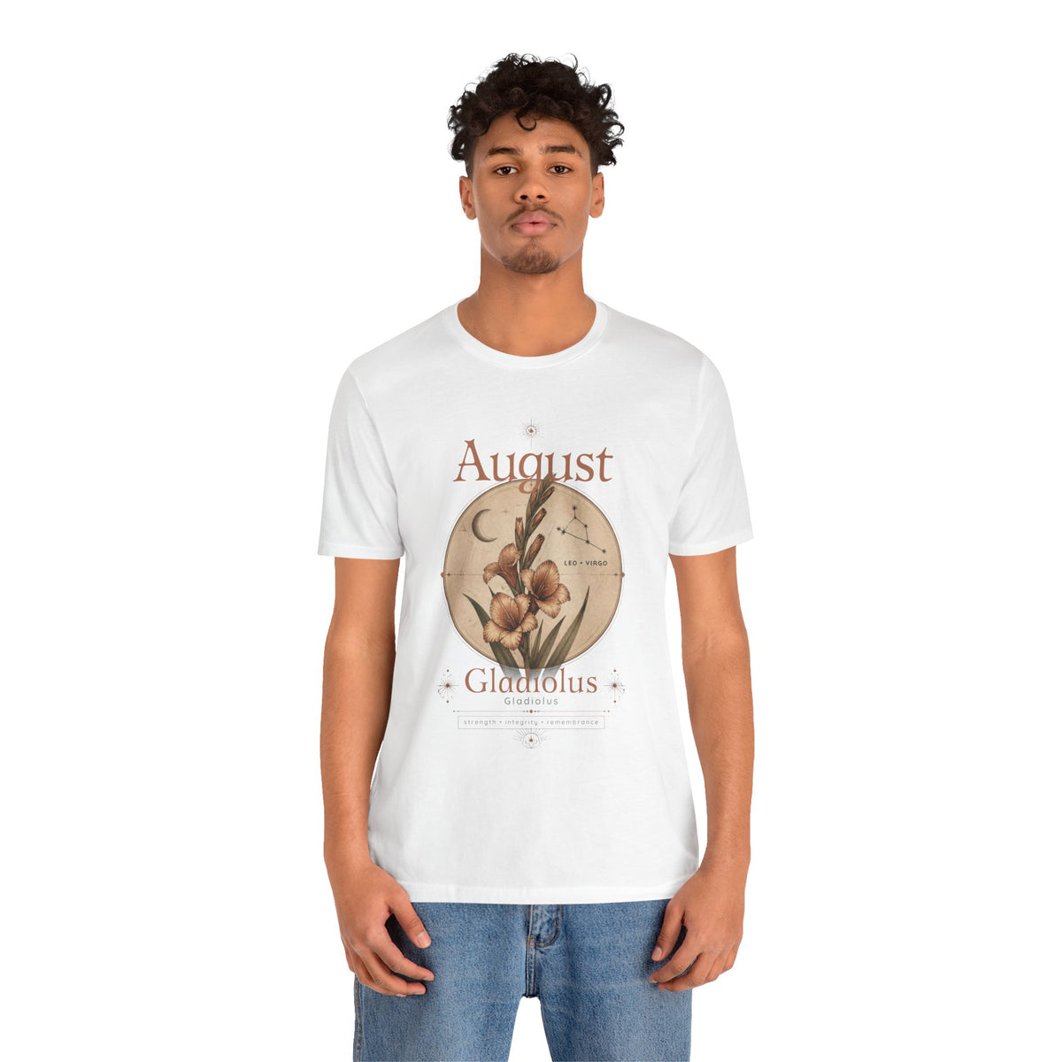 August Birth Flower Gladiolus Floral Tee