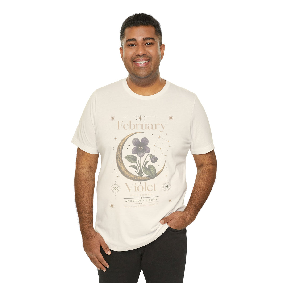 February Birth Flower Tee | Violet Botanical Design | Birthday Gift