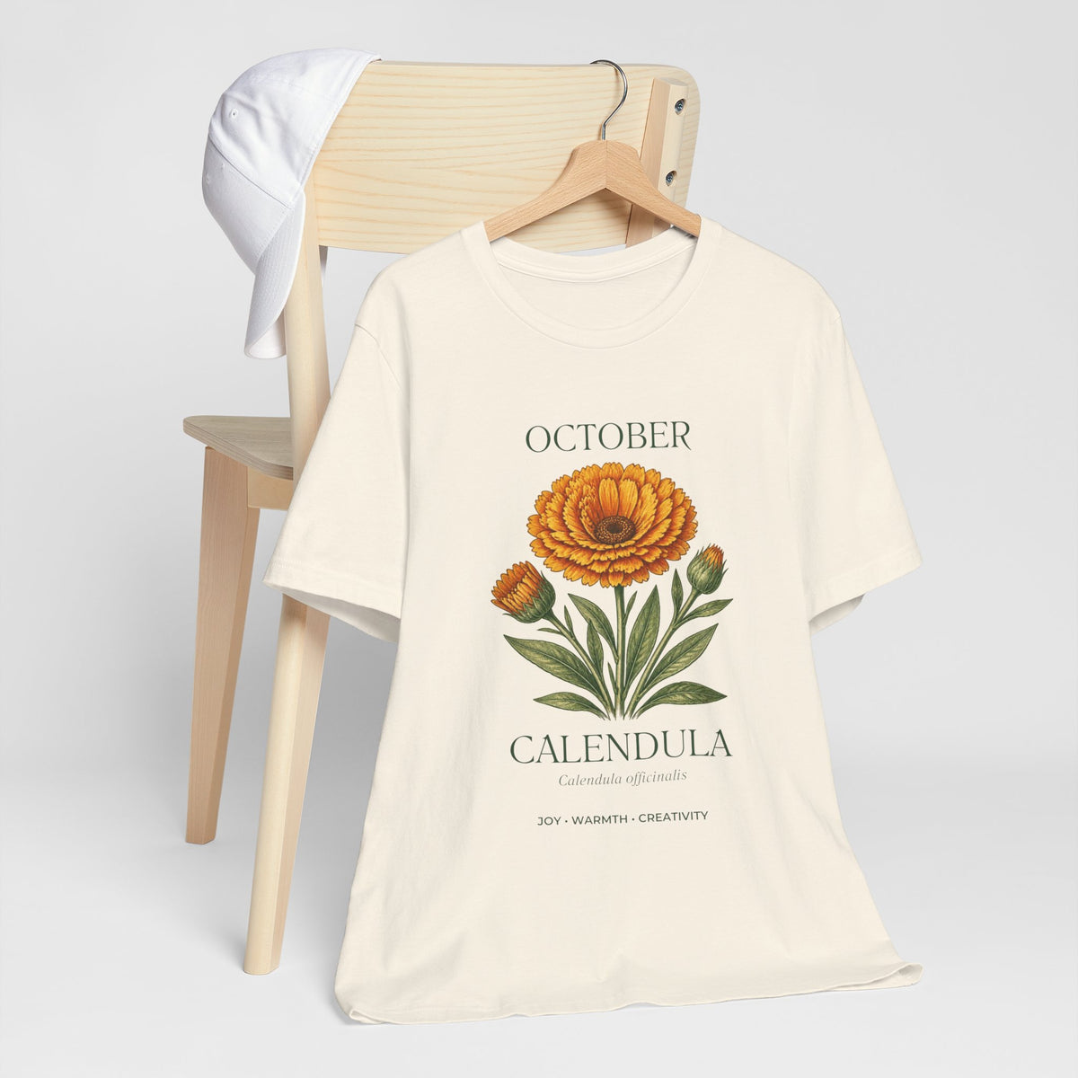 October Birth Flower Tee | Marigold & Cosmos Celestial Design | Birthday Gift
