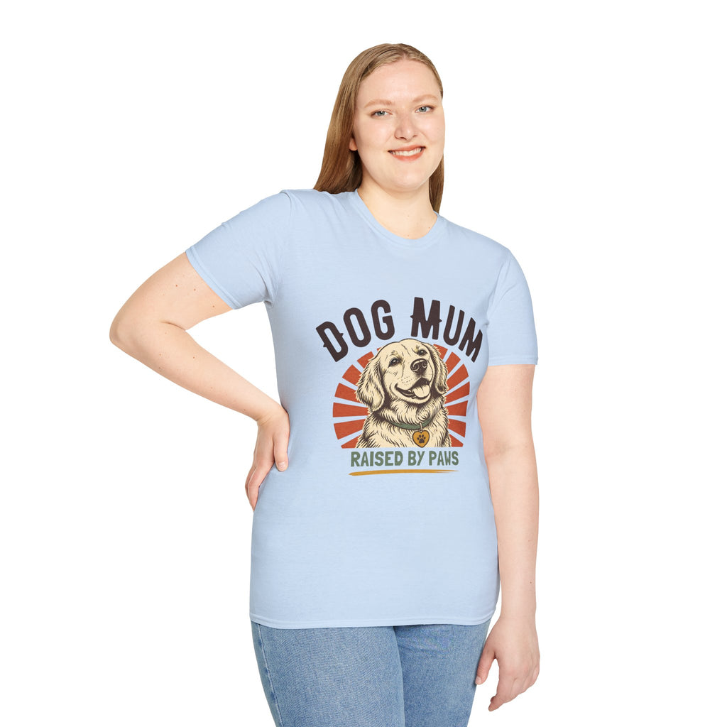 Dog Mum Raised By Paws T-Shirt | Golden Retriever Retro