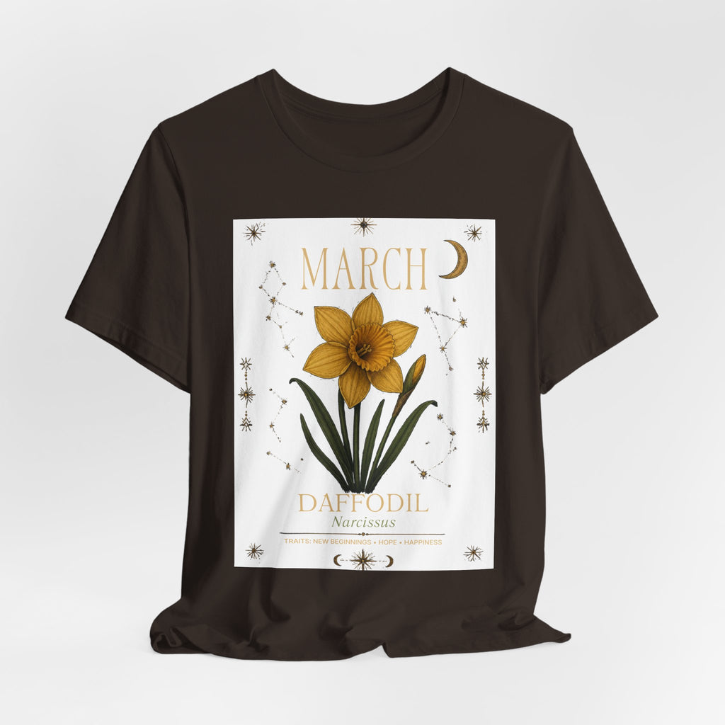 March Zodiac/Celestial aesthetics with birth flower — Birth Month Flower Tee