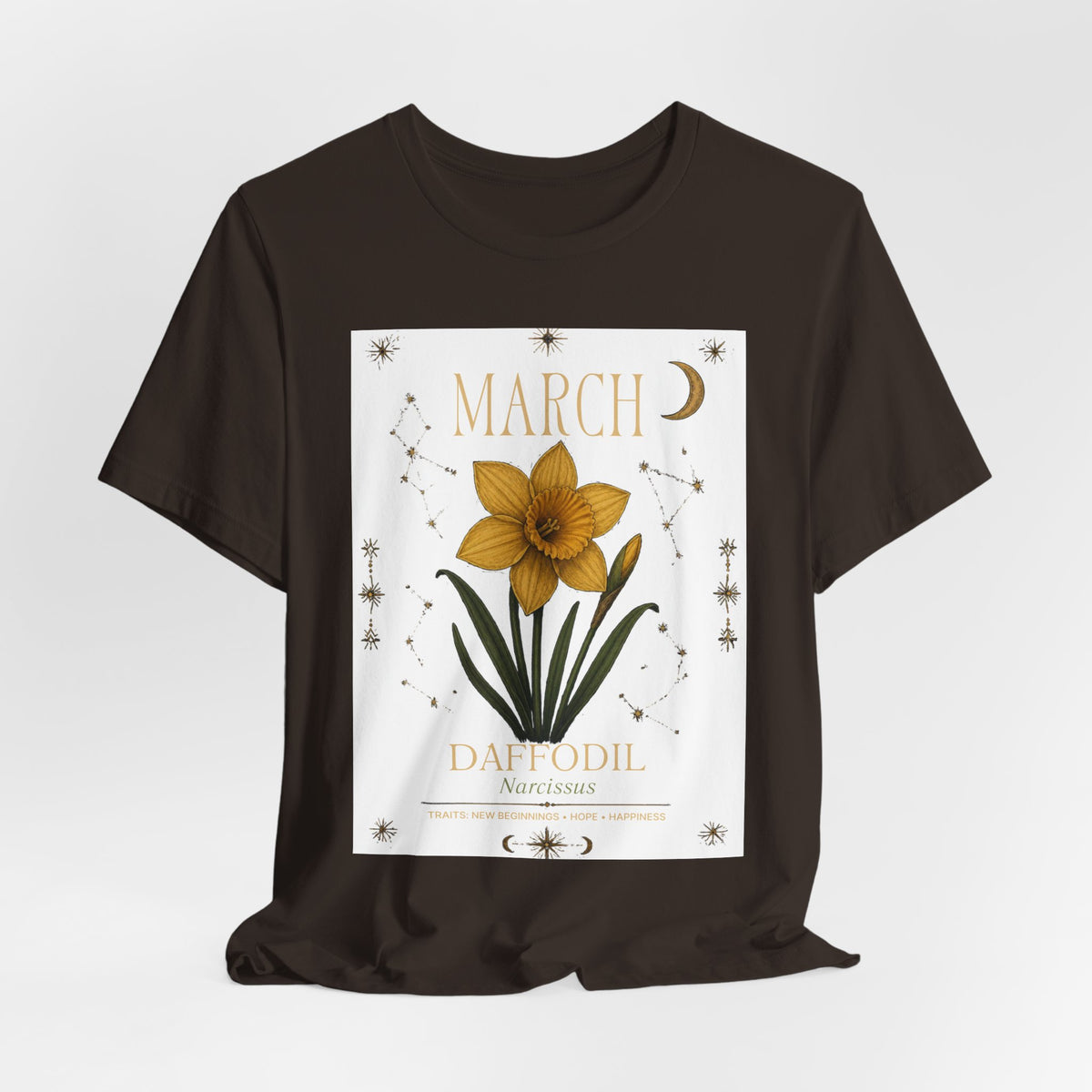 March Zodiac/Celestial aesthetics with birth flower — Birth Month Flower Tee