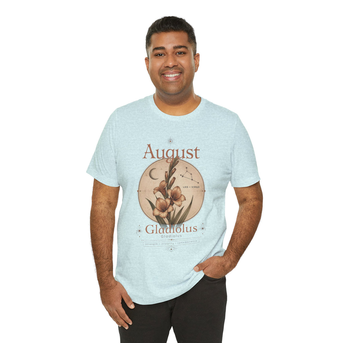 August Birth Flower Gladiolus Floral Tee