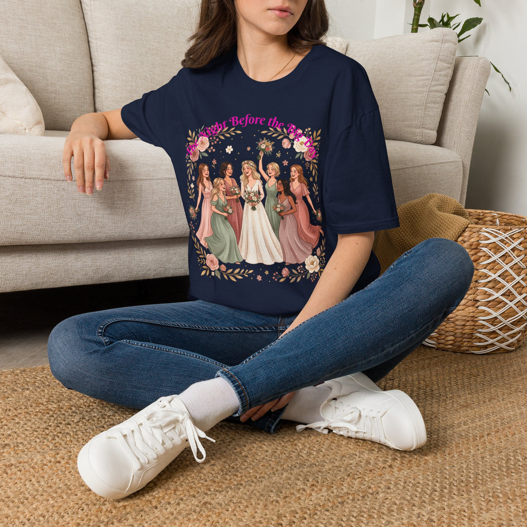 Bride and Bridesmaids Illustration T-Shirt | Floral Wedding Bridal Party Design