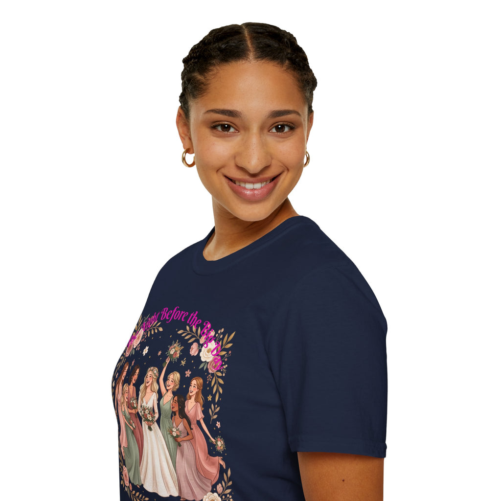 Bride and Bridesmaids Illustration T-Shirt | Floral Wedding Bridal Party Design