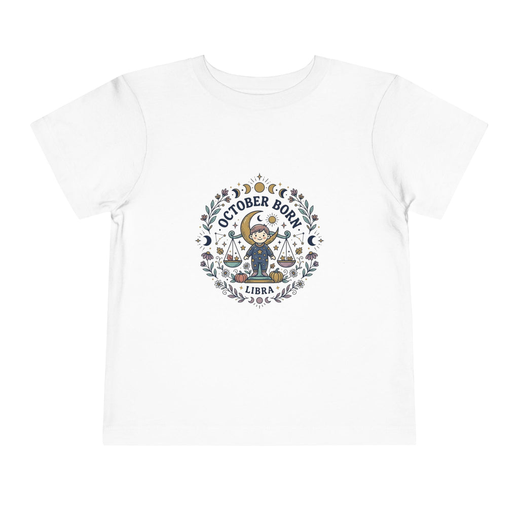 October Born Libra moon phases toddler tee | Zodiac Libra design