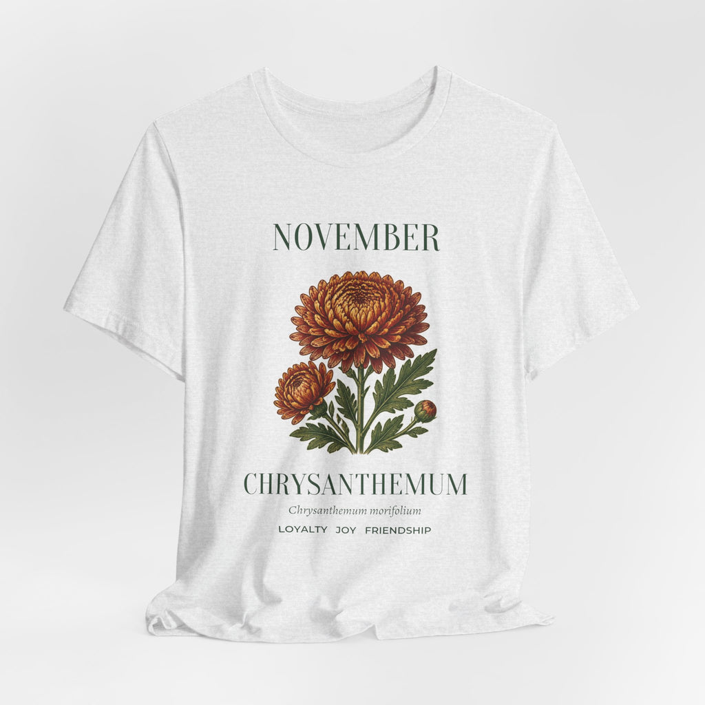 November Birth Flower Tee | Chrysanthemum Celestial Design | Birthday Gift