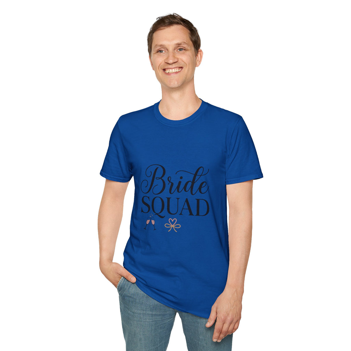 Bride Squad T-Shirt — Bachelorette Party Bridesmaid Tee with Champagne Icons