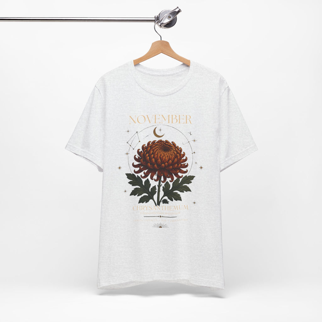 November Birth Flower Chrysanthemum Tee — Floral Birth Month T-Shirt